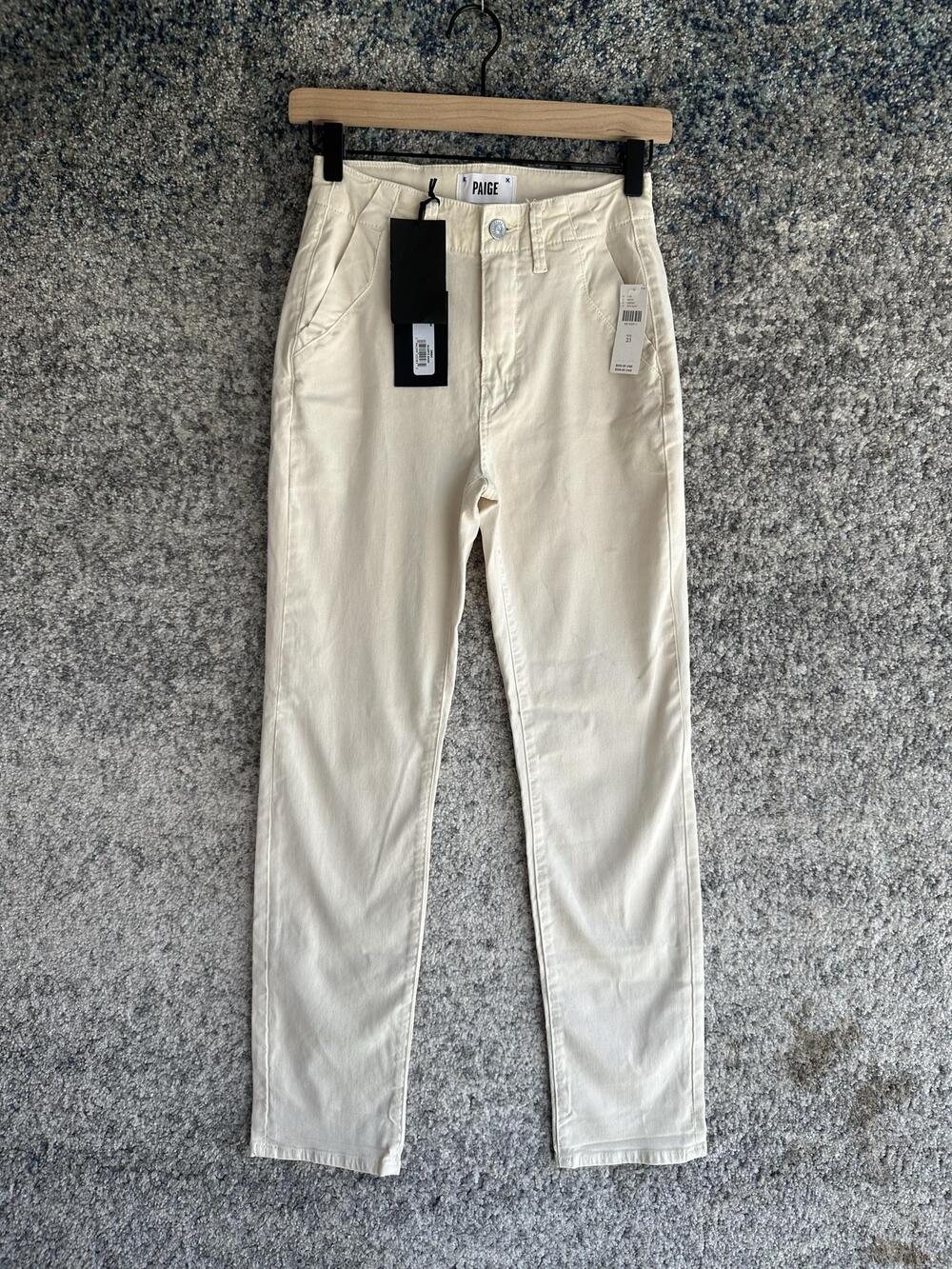 Paige Drew Jeans Womens 23 White Quartz Sand Mid Rise Slim Stretch Denim Pants